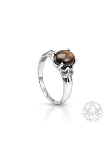 Дамски пръстен с кафяво-черен звезден сапфир