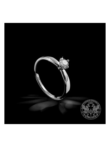 Прекрасен годежен пръстен в бяло злато с диамант