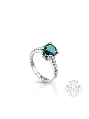 Годежен пръстен с Fancy синьо-зелен Диамант 1.58 ct. и брилянти 0.21 ct