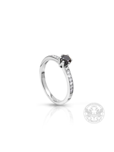 Годежен пръстен с черен диамант 0.35ct и брилянти 0.13ct BR9412