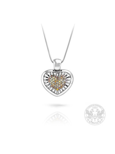 Златен медальон сърце с Fancy цветни диаманти 2.02ct. BR2638