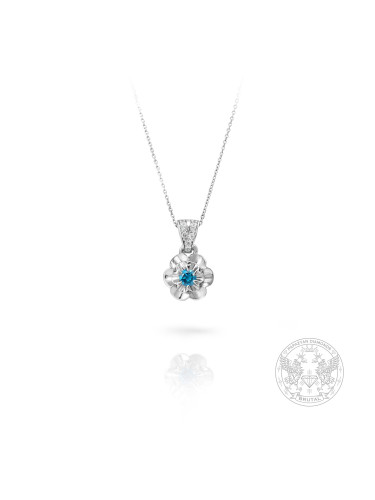 Златна висулка с централен син диамант 0.17ct. и странични диаманти 0.06ct. YP8091