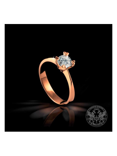 Годежен пръстен от розово злато с диамант