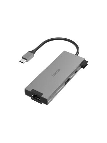 USB-C хъб, 5-портов, 2 x USB-A, 1 x USB-C, 1 x HDMI, 1х LAN, Сив