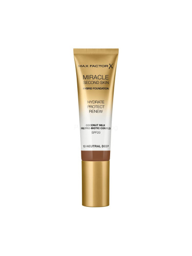 Max Factor Miracle Second Skin SPF20 Фон дьо тен за жени 30 ml Нюанс 12 Neutral Deep