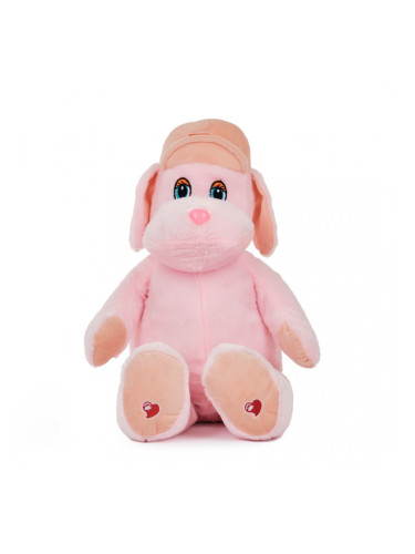 Плюшено куче с шапка, розово, 60 см