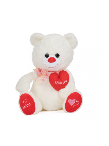 Плюшено мече за влюбени, бяло, 47 см