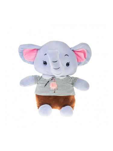 Плюшено слонче Валери с тениска на фламинго, сиво, 47 см