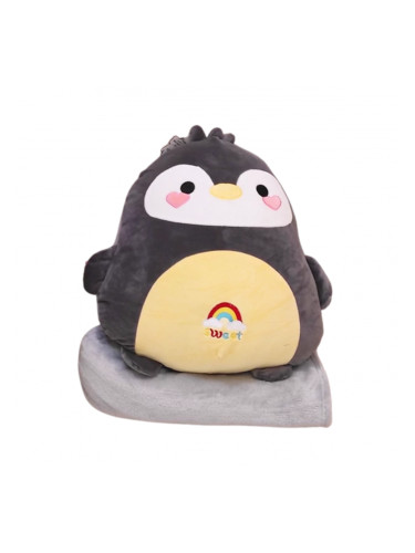 Плюшена възгланичка пингвин, 40 см + одеалце