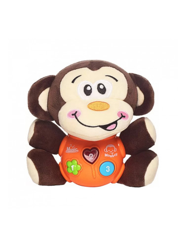 Плюшена музикална маймунка с успокояващи звуци, 18 см