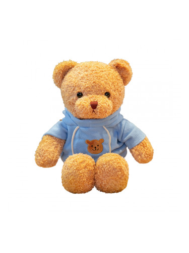 Плюшено мече със син пуловер, кафяво, 30 см