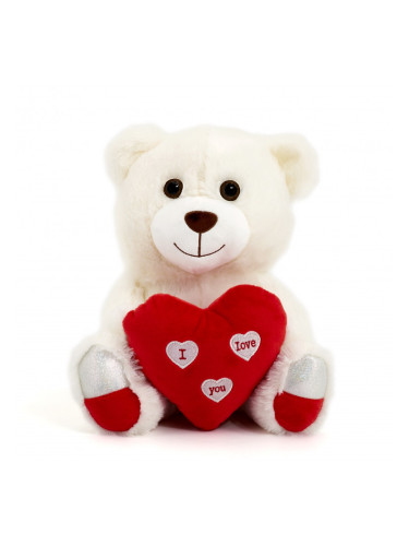 Плюшено мече за влюбени, екрю, 33 см