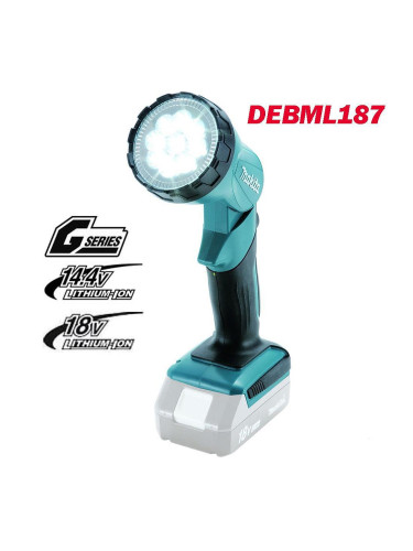 Фенер акумулаторен Makita DEBML187, 14.4V/18V, G-series, Li-ion, LED, 48 lm
