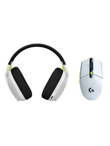  Комплект слушалки и мишка Logitech - G435, G305, бял/черен/лайм
