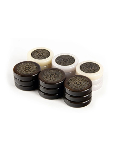  Седефени пулове за табла с метални орнаменти Manopoulos, 36 mm