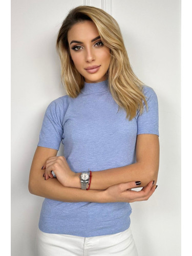 Дамска блуза с къс ръкав и полуполо яка