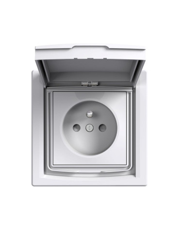 Kонтакт, 16A, 250VAC, единичен, бял, за вграждане, шуко френско, Asfora, EPH2800321