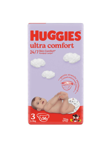 HUGGIES ULTRA COMFORT 3-(4-9 кг) Еднократни пелени 56 бр/пак