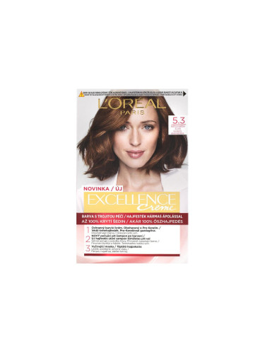 L'Oréal Paris Excellence Creme Triple Protection Боя за коса за жени 48 ml Нюанс 5,3 Natural Light Golden Brown