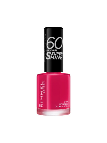 Rimmel London 60 Seconds Super Shine Лак за нокти за жени 8 ml Нюанс 310 Double Decker Red