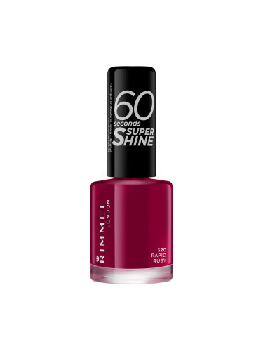 Rimmel London 60 Seconds Super Shine Лак за нокти за жени 8 ml Нюанс 320 Rapid Ruby