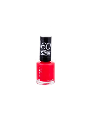 Rimmel London 60 Seconds Super Shine Лак за нокти за жени 8 ml Нюанс 430 Coralicious