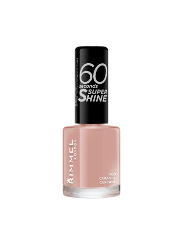 Rimmel London 60 Seconds Super Shine Лак за нокти за жени 8 ml Нюанс 500 Caramel Cupcake