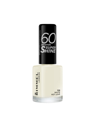 Rimmel London 60 Seconds Super Shine Лак за нокти за жени 8 ml Нюанс 703 White Hot Love