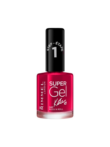 Rimmel London Super Gel By Kate STEP1 Лак за нокти за жени 12 ml Нюанс 042 Rock n Roll