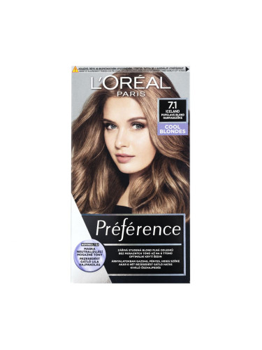 L'Oréal Paris Préférence Боя за коса за жени 60 ml Нюанс 7.1 Iceland