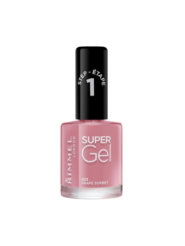 Rimmel London Super Gel STEP1 Лак за нокти за жени 12 ml Нюанс 023 Grape Sorbet