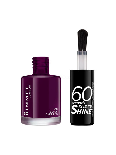 Rimmel London 60 Seconds Super Shine Лак за нокти за жени 8 ml Нюанс 345 Black Cherries