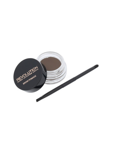 Makeup Revolution London Brow Pomade With Double Ended Brush Гел и помада за вежди за жени 2,5 гр Нюанс Medium Brown