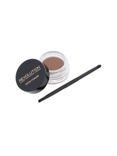 Makeup Revolution London Brow Pomade With Double Ended Brush Гел и помада за вежди за жени 2,5 гр Нюанс Soft Brown