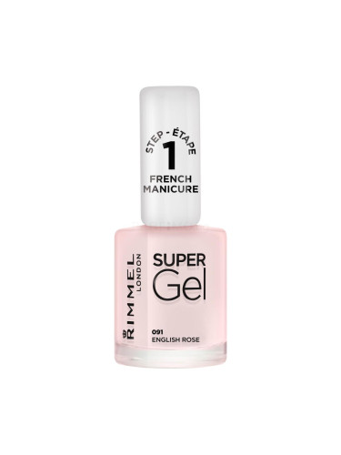 Rimmel London Super Gel French Manicure STEP1 Лак за нокти за жени 12 ml Нюанс 091 English Rose
