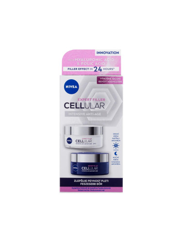 Nivea Cellular Expert Filler Duo Подаръчен комплект дневен крем за лице Cellular Expert Filler Intensive Anti-Age Day Care SPF15 50 ml + нощен крем за лице Cellular Expert Filler Intensive Anti-Age Night Care 50 ml