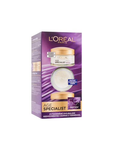 L'Oréal Paris Age Specialist 55+ Подаръчен комплект дневен крем за лице 50 ml + нощен крем за лице 50 ml