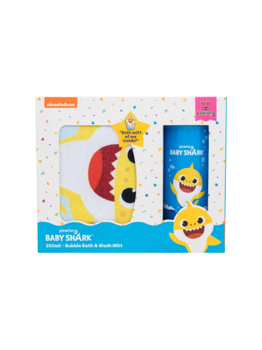 Pinkfong Baby Shark Gift Set Подаръчен комплект пяна за вана 250 ml + ексфолираща ръкавица за баня