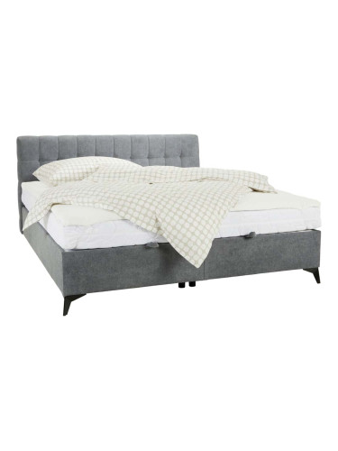 СИВО ТАПИЦИРАНО ЛЕГЛО МЕДЖИК С ВКЛЮЧЕН МАТРАК И ТОП МАТРАК 180/200 СМ