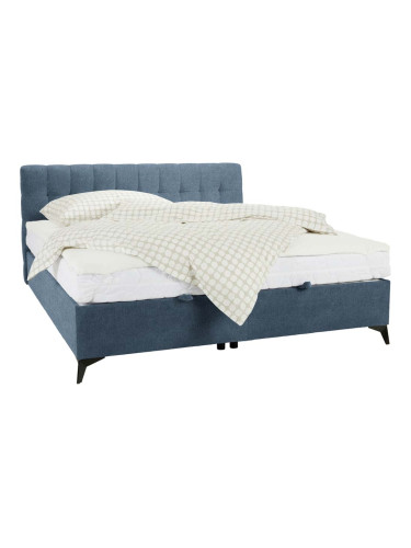 СИНЬО ТАПИЦИРАНО ЛЕГЛО МЕДЖИК С ВКЛЮЧЕН МАТРАК И ТОП МАТРАК 140/200 СМ