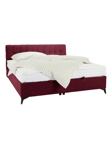 ЧЕРВЕНО ТАПИЦИРАНО ЛЕГЛО МЕДЖИК С ВКЛЮЧЕН МАТРАК И ТОП МАТРАК 140/200 СМ