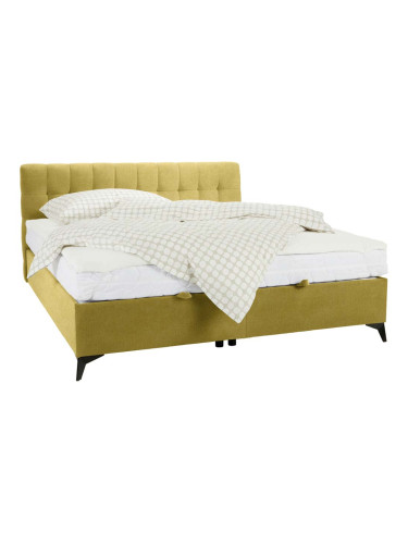 ЖЪЛТО ТАПИЦИРАНО ЛЕГЛО МЕДЖИК С ВКЛЮЧЕН МАТРАК И ТОП МАТРАК 140/200 СМ