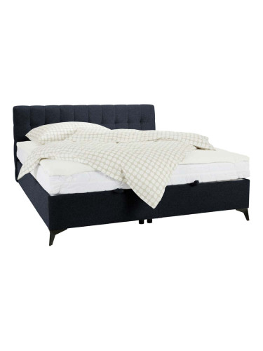 ЧЕРНО ТАПИЦИРАНО МЕДЖИК ЛЕГЛО С ВКЛЮЧЕН МАТРАК И ТОП МАТРАК 160/200 СМ