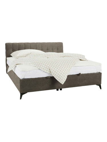 КАФЯВО ТАПИЦИРАНО ЛЕГЛО МЕДЖИК С ВКЛЮЧЕН МАТРАК И ТОП МАТРАК 160/200 СМ