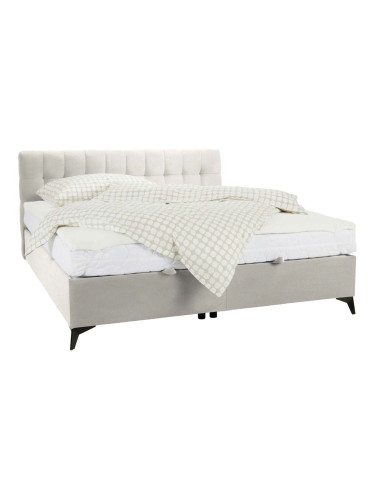 БЕЖОВО ТАПИЦИРАНО ЛЕГЛО МЕДЖИК С ВКЛЮЧЕН МАТРАК И ТОП МАТРАК 180/200 СМ