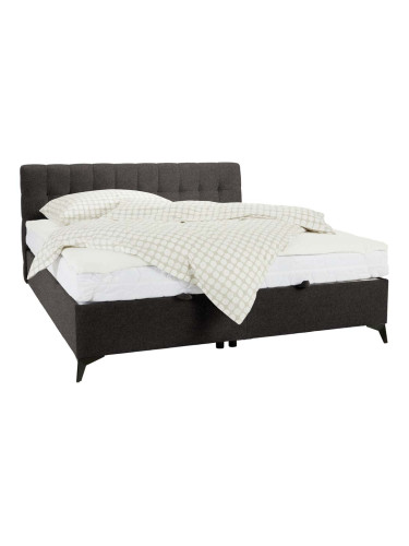 КАФЯВО ТАПИЦИРАНО ЛЕГЛО МЕДЖИК С ВКЛЮЧЕН МАТРАК И ТОП МАТРАК 180/200 СМ