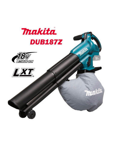 Въздуходувка акумулаторна 2в1 / Листосъбирач Makita DUB187Z, 18V, LXT, 25 л, 64 м/с, безчетков мотор