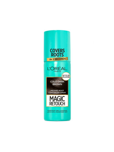 L'Oréal Paris Magic Retouch Instant Root Concealer Spray Боя за коса за жени 75 ml Нюанс Cold Dark Brown