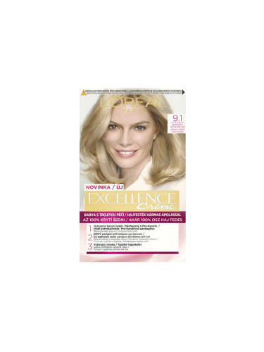 L'Oréal Paris Excellence Creme Triple Protection Боя за коса за жени 48 ml Нюанс 9,1 Natural Light Ash Blonde