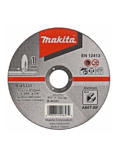 Диск абразивен за рязане на метал, 125x1x22.23мм, Makita B-45531